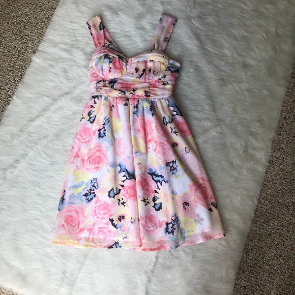 Candies Pink Floral Water Color Dress - Picture 3 of 6